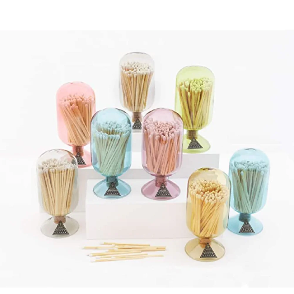 New Design custom size and color small fireplace glass match cloche match sticks glass bottle holder