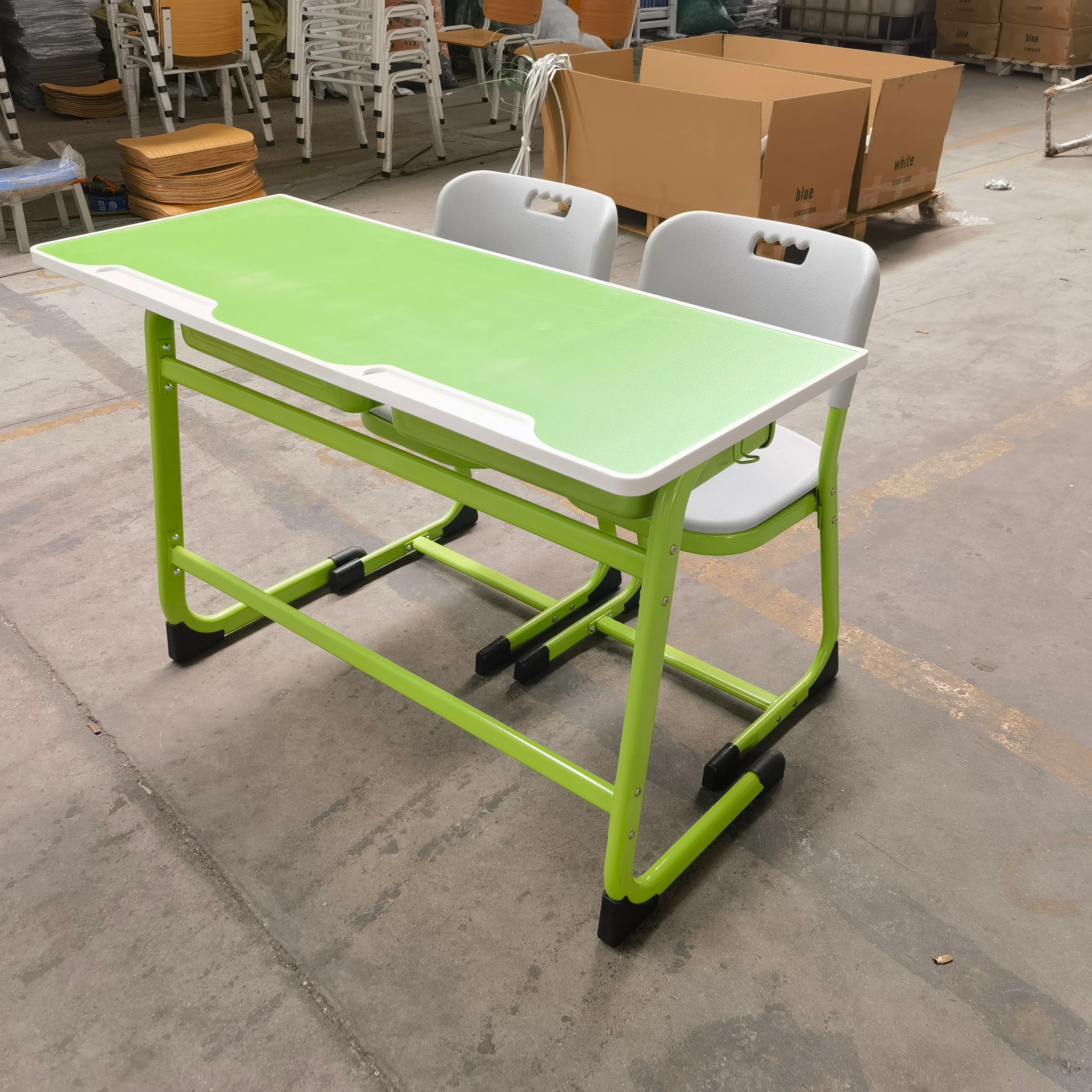 New Double Position School Furniture Student Study Desk and Chair Set Durable