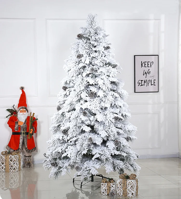 Professional Manufacture High Quality Pine Cone Pure White Snow Christmas Tree