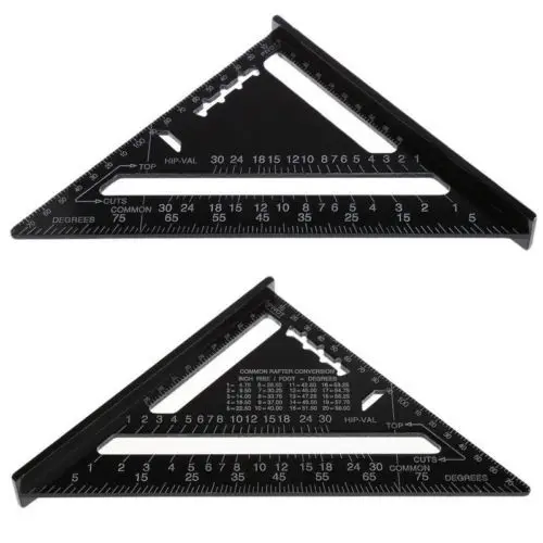 High precision 7' 12' Aluminum alloy triangular plat try square Black oxidation metal ruler protractor triangle ruler