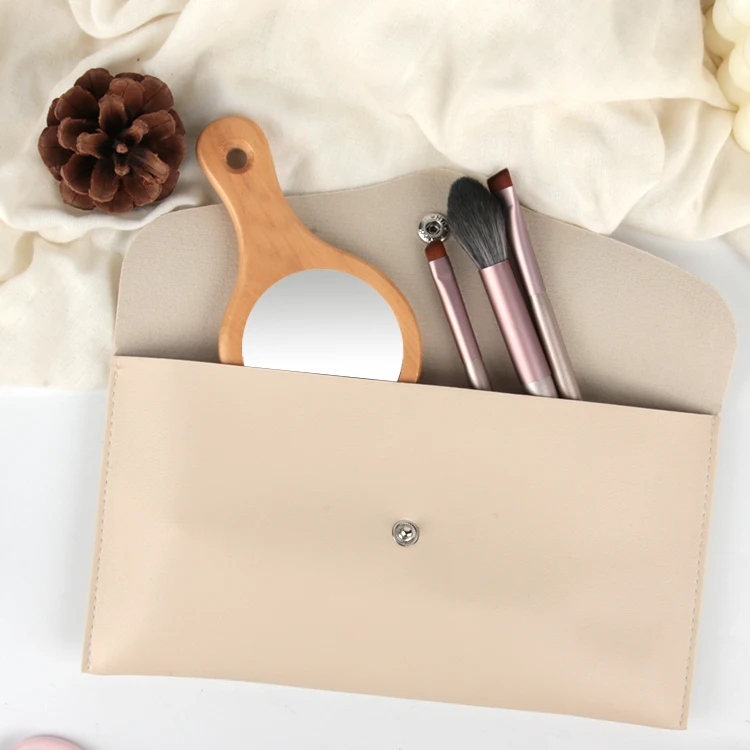 Custom Logo Small Portable Wood Makeup Mirror Handle Round Cosmetic Mirror Wooden Handheld Mirror With Customized Your Package
