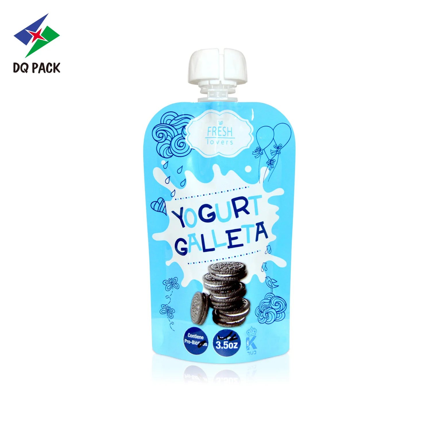 Resealable Custom Printed Plastic Stand Up Spout Pouch yogurt Packaging Bag