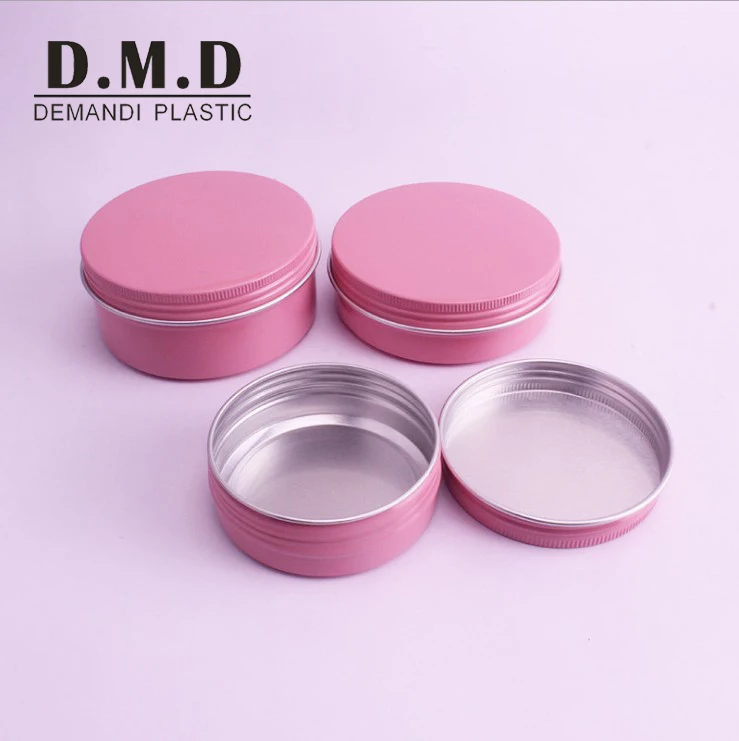 Wholesale 30ml 60ml aluminum jar 10grams 50 ml 100ml 4oz 8oz metal empty round pink tin can with lid for lip balm cream