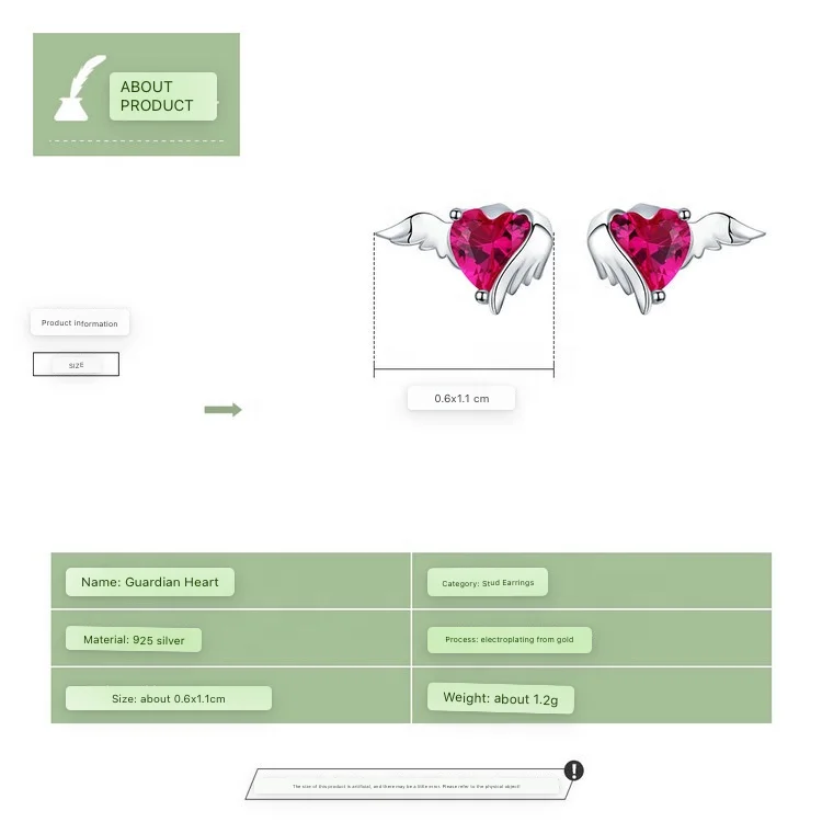 Original Factory Direct Sales S925 Sterling Silver Two-Piece Set Earrings and Necklace with Red Zircon Gold Plated