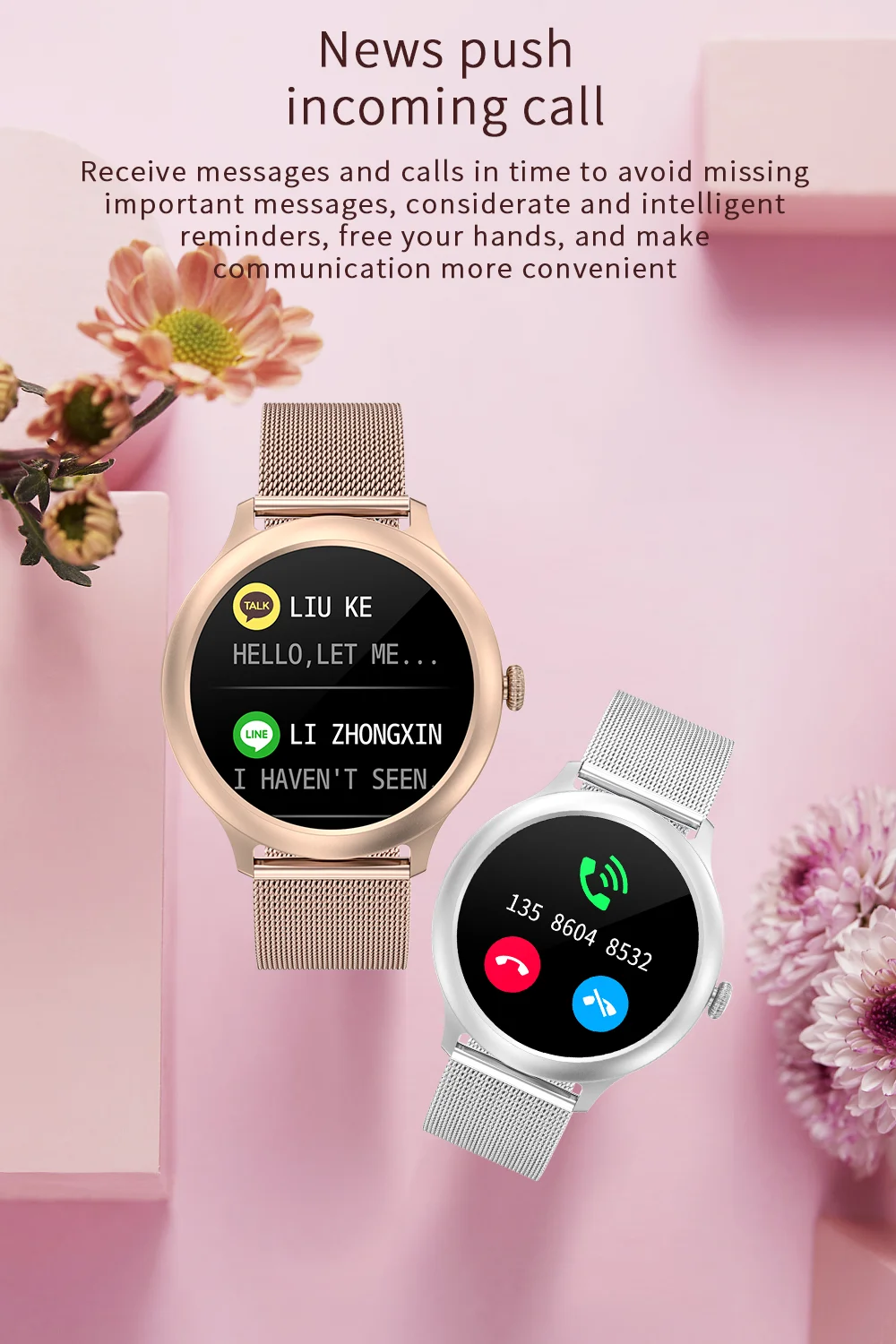 CE Rosh Smartwatch News Push Incoming Breathing training Call Multi-sports Mode  IP68 Waterproof Smatwatches