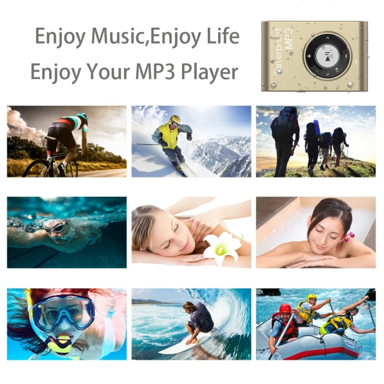 Dropshipping New Arrival C26 IPX8 Waterproof Swimming Diving Sports MP3 Music Player with Clip & Earphone, Support FM Memory:8GB