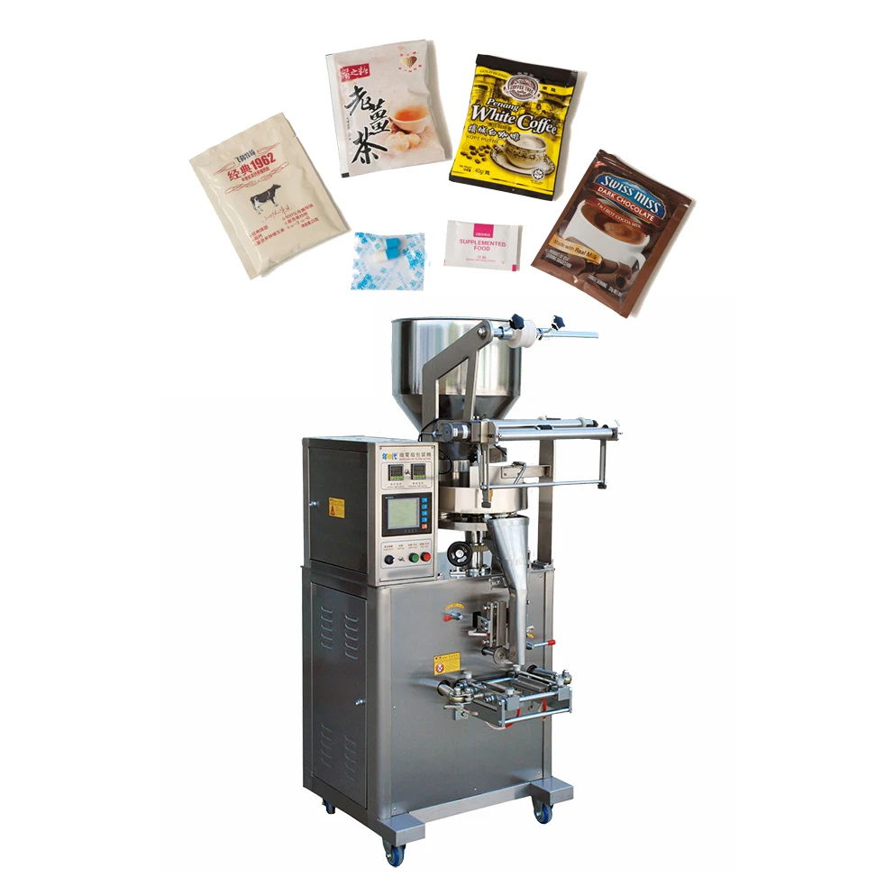5-100g Multi-function three side sealing packaging machine for coffee powder, cereal, soy milk powder, puffed food, popcorn