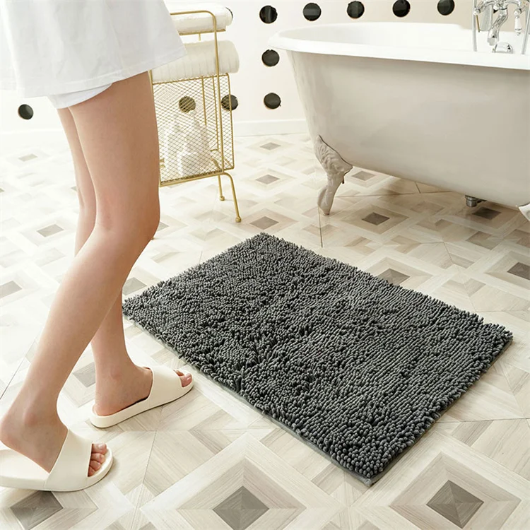 Click Bathroom Rug 50 x 80 Cm Non-Slip Premium Microfiber Chenille Soft Washable Water Absorbent Bath Mat