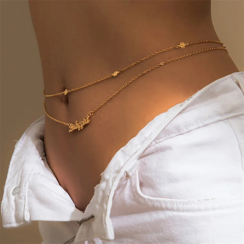 Manufacture Fashion Ladies Waist Chain Jewelry Beaded Belly Chains for the Waist Women Bohemia Butterfly Thin Body Chain