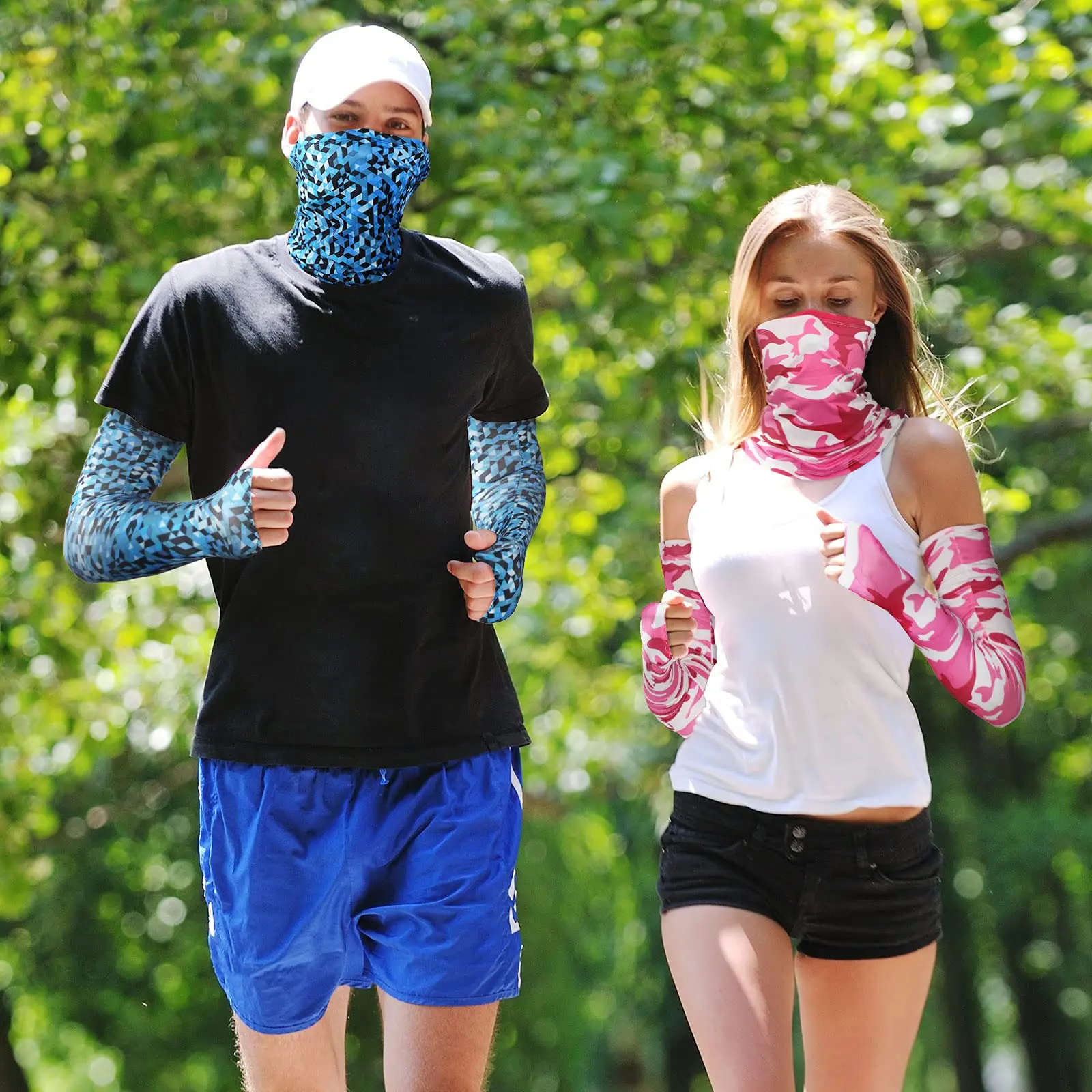 Wholesale polyester athletic arm sunscreen sleeves with thumb hole