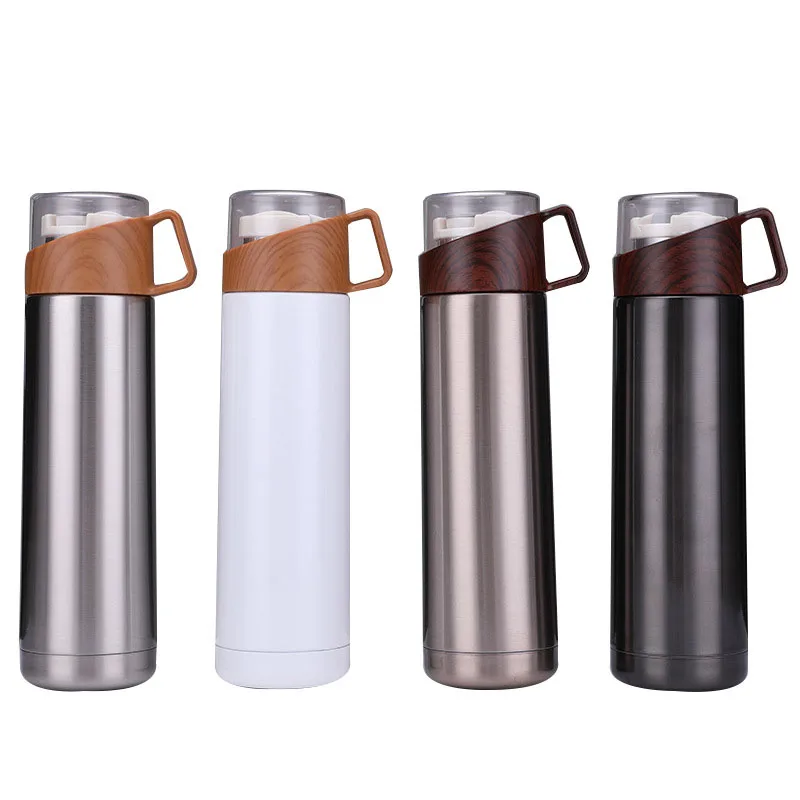 2021 New Stainless Steel Water Bottle Transparent -Cover Insulated Water Cup Vacuum Thermos Flask