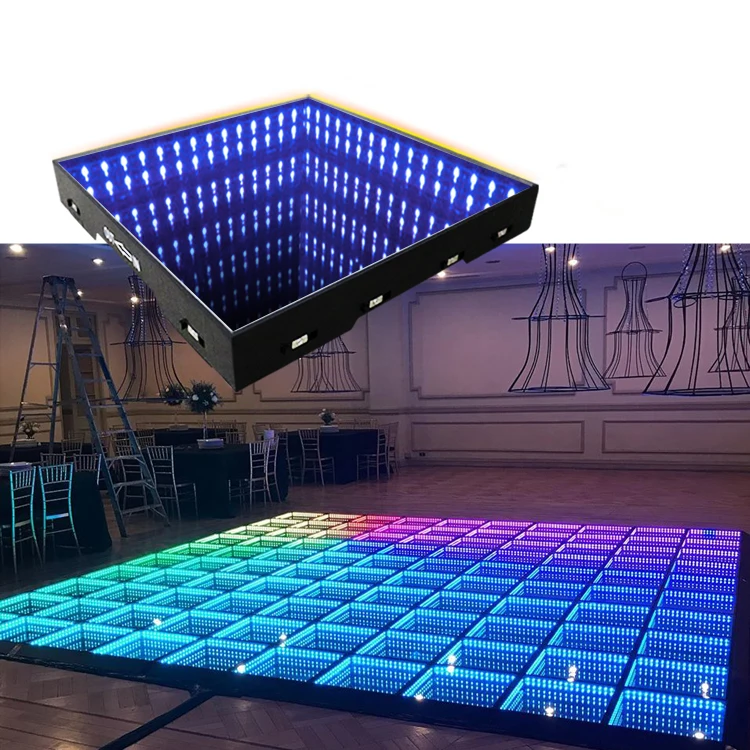 3d infinity seamless mirror acrylic custom wedding led dance floor screen panels