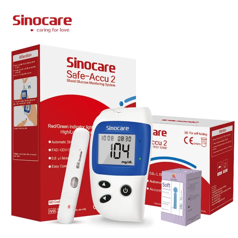 Sinocare цифровой прибор для контроля уровня сахара в крови измеритель глюкозы измерения с Бесплатная 100