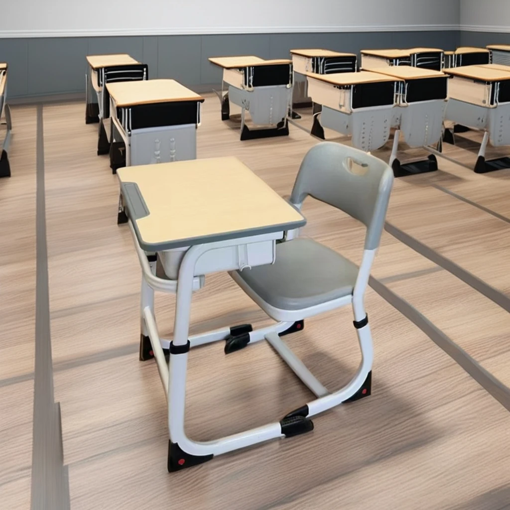 Factory Wholesale Educational Furniture Double Bench Student Desk Chair Set Steel Frame Wood Plastic Metal Carton School Modern