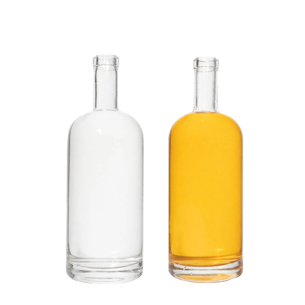 Wholesale 375ml 500ml 750ml 1L custom shape bottle spirits whisky wine glass bottle with glass lid