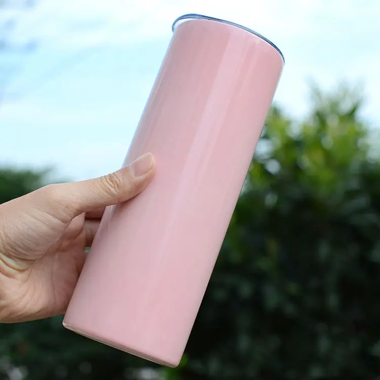Us Warehouse DIY 20oz Straight Double Wall Uv Color Changing Stainless Steel Sublimation Tumbler With Lid And Straw