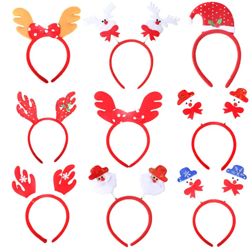 Linda Christmas Hair Clip Christmas Headband Headdress Accessories Hairpin Antlers Snowman Decoration Bowknot