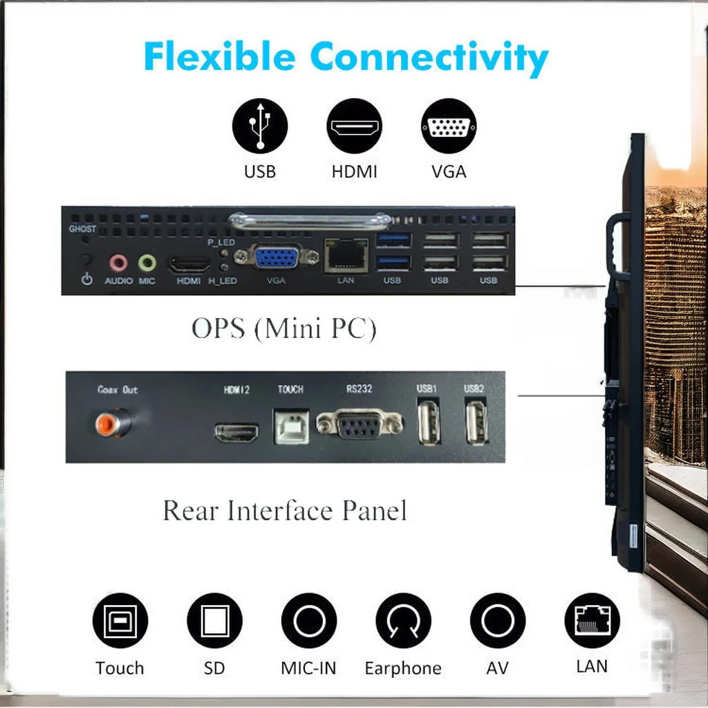 55 65 75 86 98 Inch Interactive Smart Flat Digital Board Electronic Whiteboard LED 75 Inch Panel