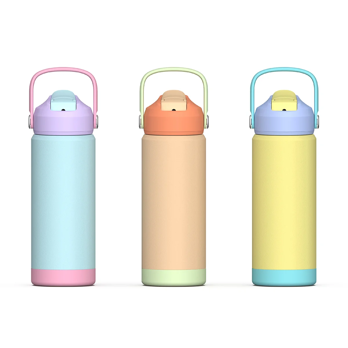 Multi New Colors Design Kids Customized Vacuum Flask Double Walled Bottle With Straw Lid