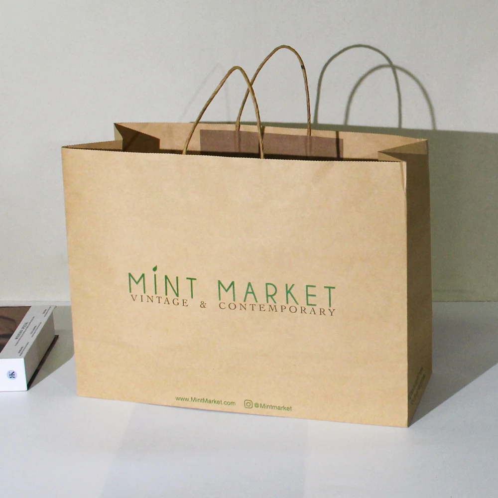 Wholesale Custom Printed Your Own Logo White Brown Kraft Gift Craft Shopping Paper Bag With Handles