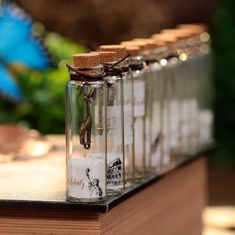 
Whish Bottles Mini Test Borosilicate Tube Glass Bottle WIth Cork And Aluminum Screw Cap 