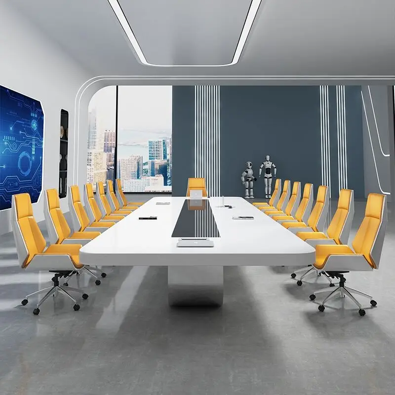 Paint conference table simple modern office rectangular reception negotiation table and chair combination