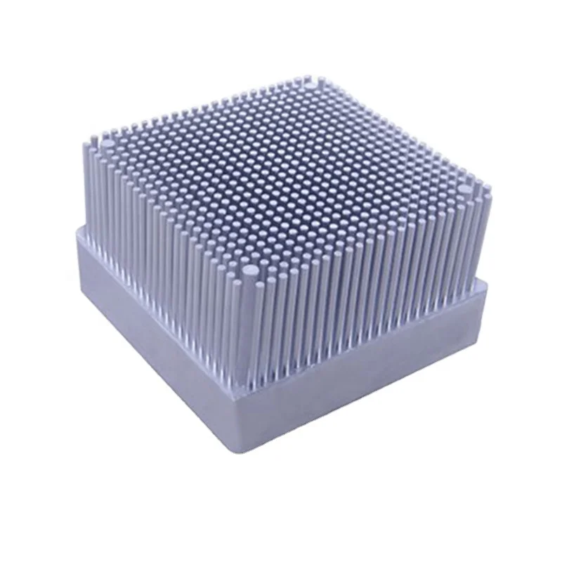 Custom square 128mm  Aluminum CPU Lamp  round Pin Fin Cold Forging Heatsink for computer