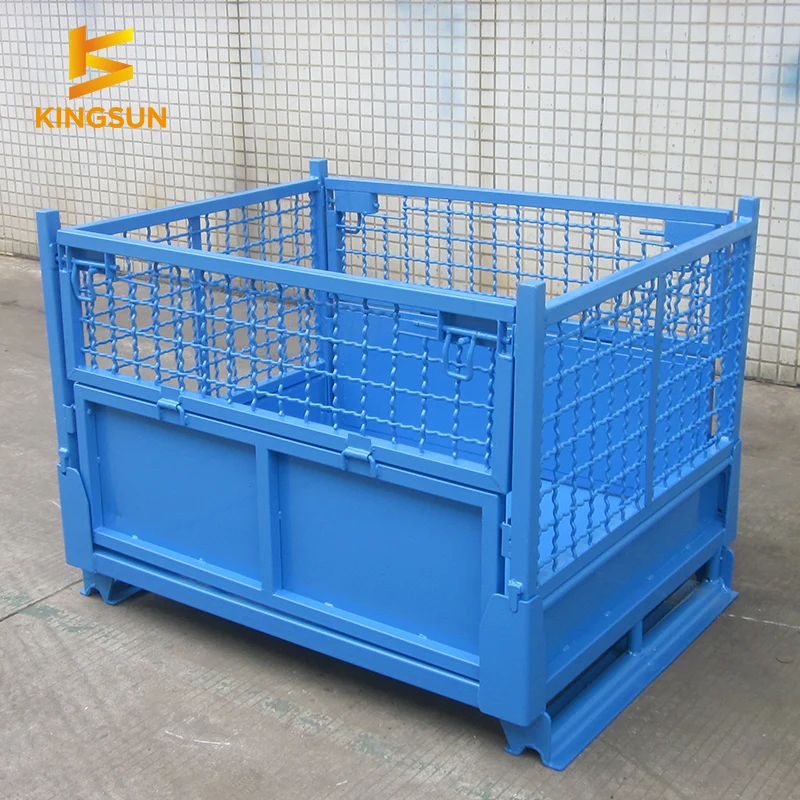 collapsible stacking steel wire mesh pallet box metal rack stillage metal pallet steel mesh box for auto parts