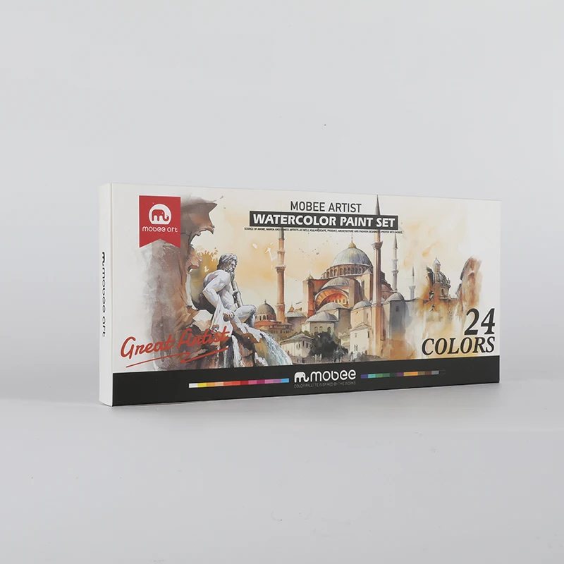 Mobee art P-3103-24 24 vibrant colors water color paints set water soluble bright color paints for art beginners