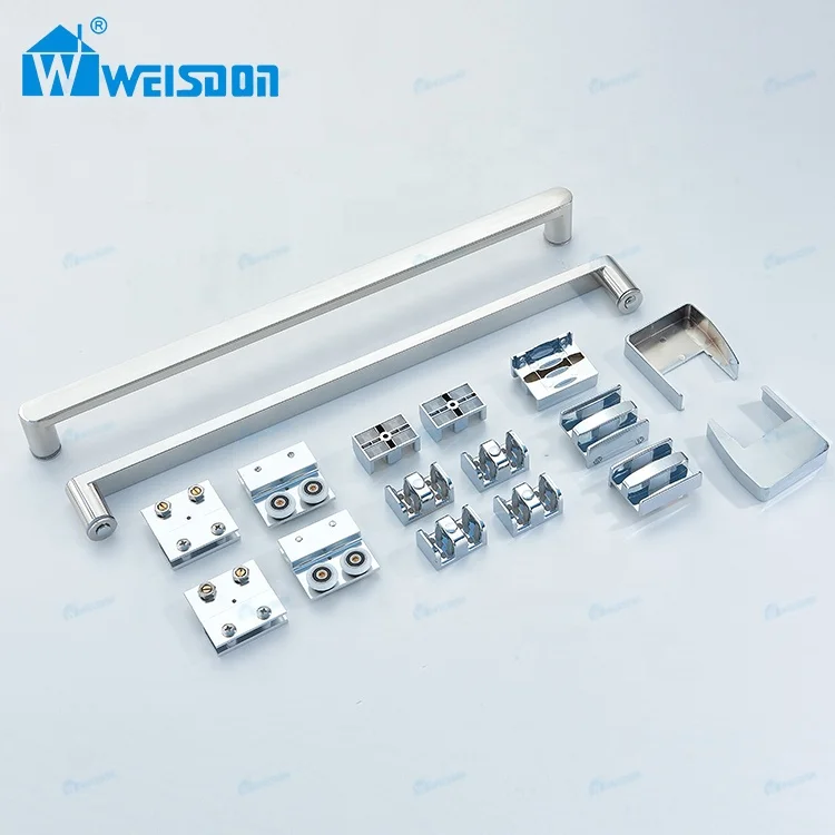 High Quality Bathroom Aluminum Framed Double Sliding Door Tempered Glass Shower Room Hardware