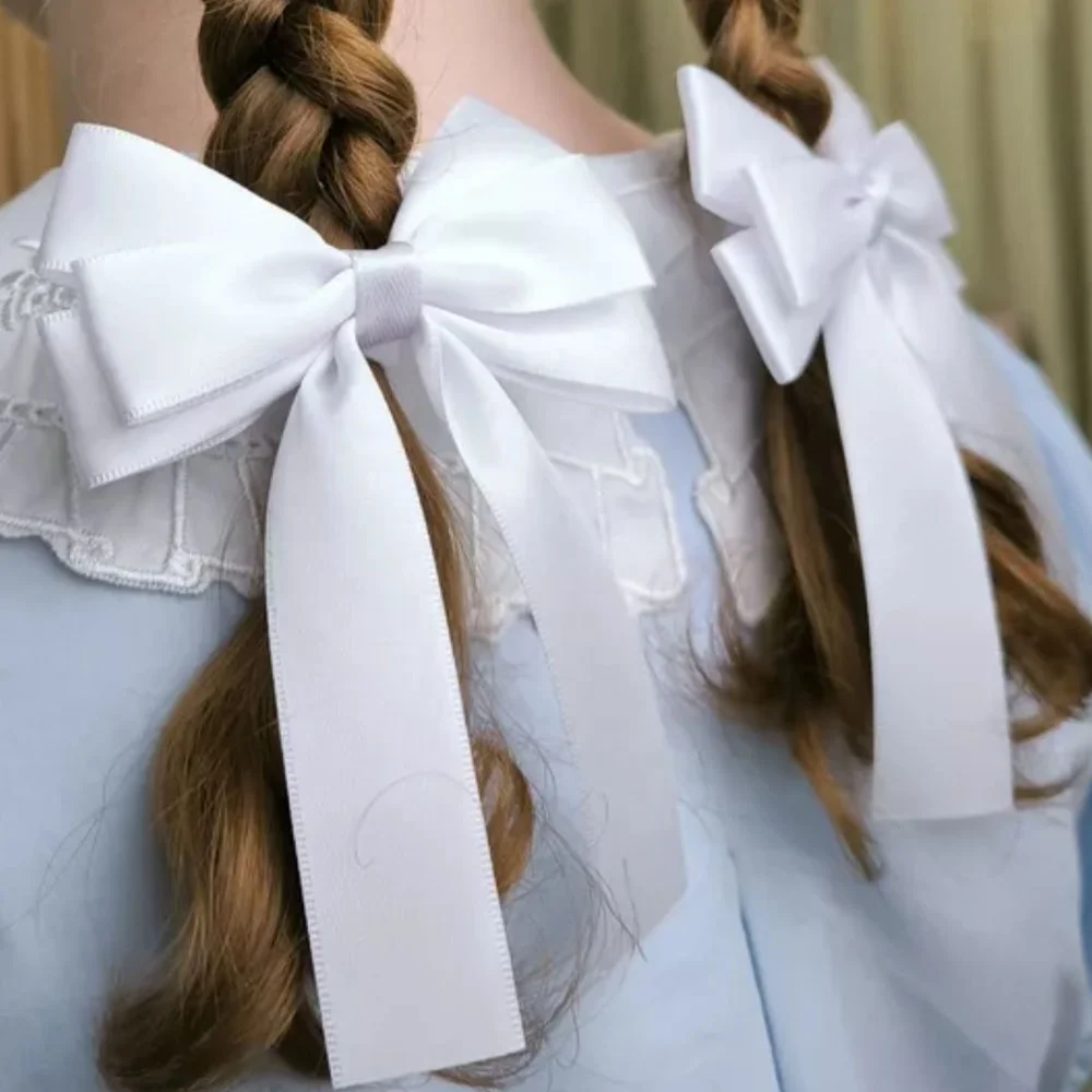 Wholesale Ribbon Bow Hairpin Girls Hair accessories Solid color headwear bow scrunchie