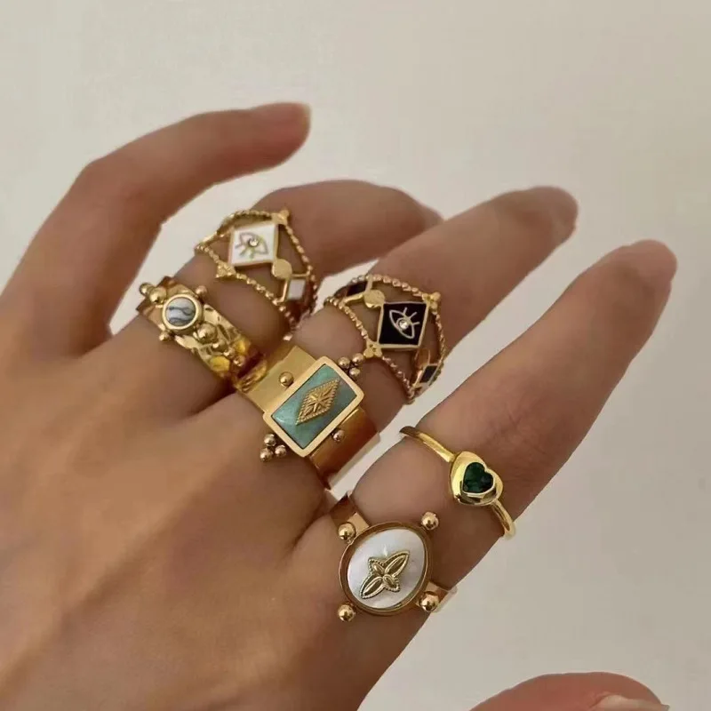 2024 Wholesale 18k Pvd Gold Plated 316L Stainless Steel Open Adjustable Ring Luxury Fashion Jewelry Rings For Women