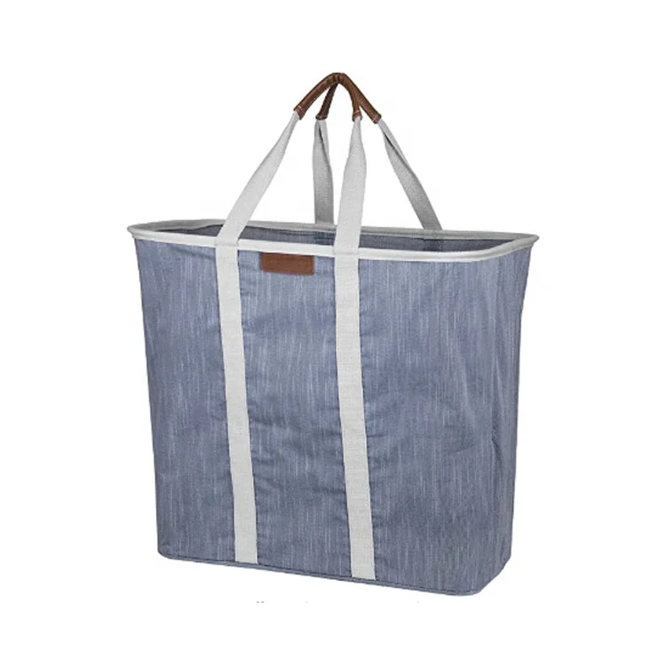 Portable Shopping Shoulder Tote Bag Oxford Large Capacity Foldable Laundry Tote Bag Sundries Storage Basket With Handle