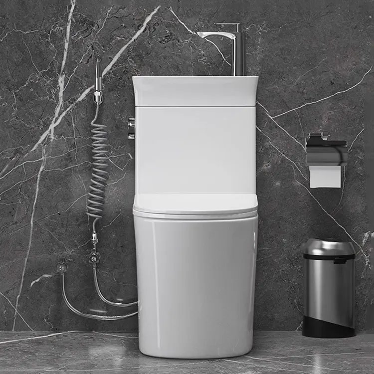 Bathroom Water Closet Wc  Inodoro Y Lavabo Basin Sink And Toilet Combined Water Saving Toilet With Hand Wash Set