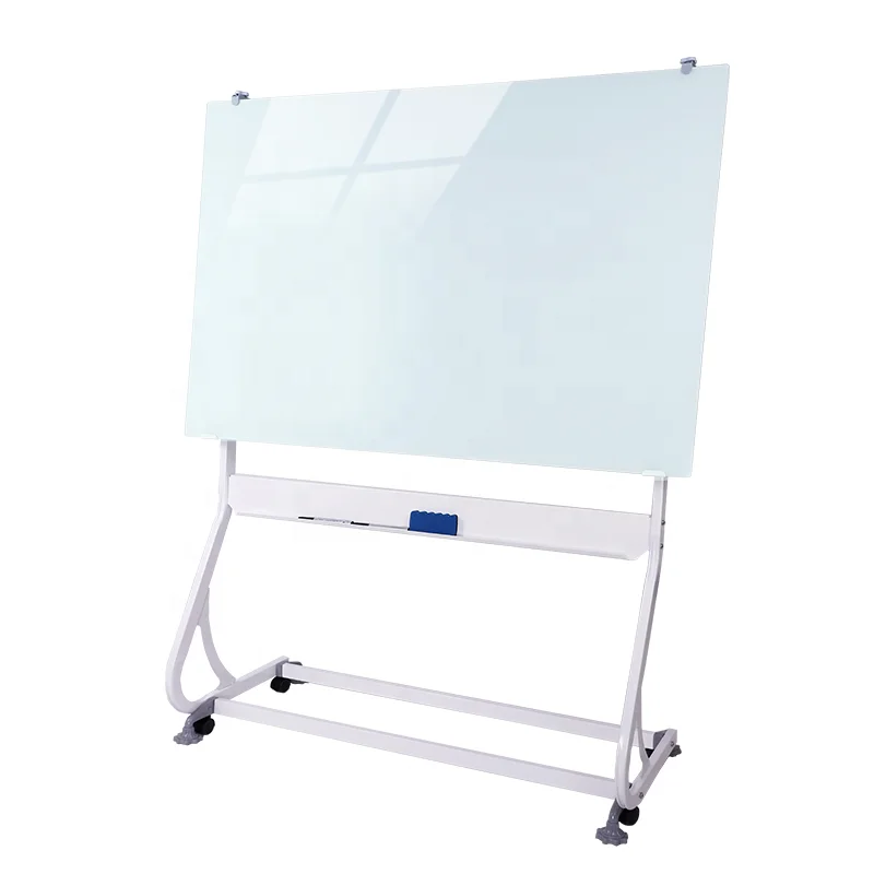 Glossy doublesided magnetic mobile whiteboard with stand for classrooms with fast shipment
