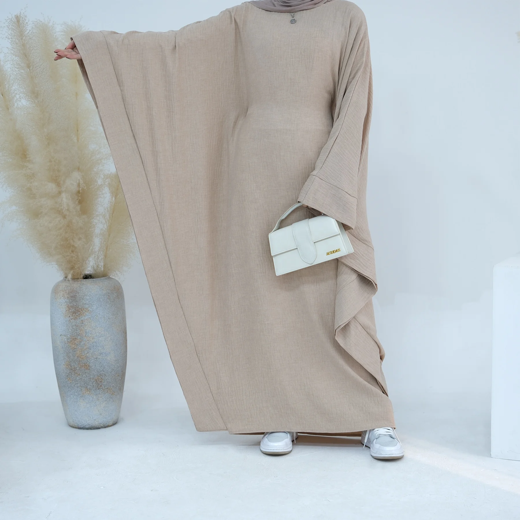 Loriya Dubai Abaya Designs Solid Color Kaftan Abaya Womens Dresses with Inside Tie Belt Prayer Abaya Women Muslim Dress