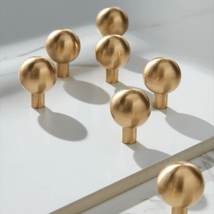 Solid Round Brass Cabinet Pulls Handles Kitchen Cupboard Wardrobe Drawer Cabinet Handles and bedroom Knobs C-2731