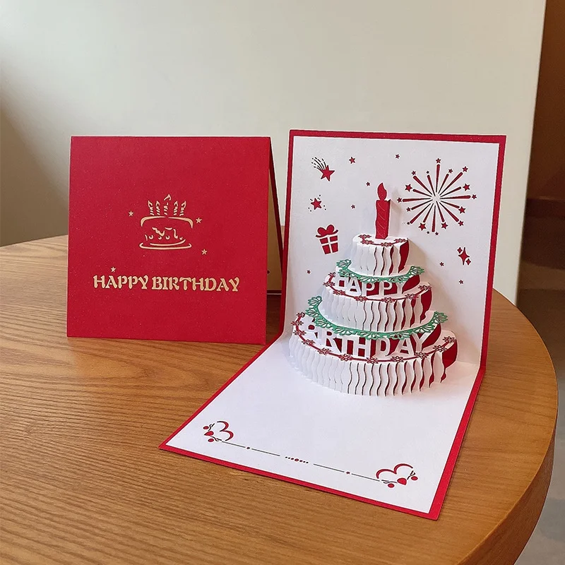 Wholesale Beautiful Blue Mom Kids 3D Paper Birthday Fold Music Greeting Card with Envolpe