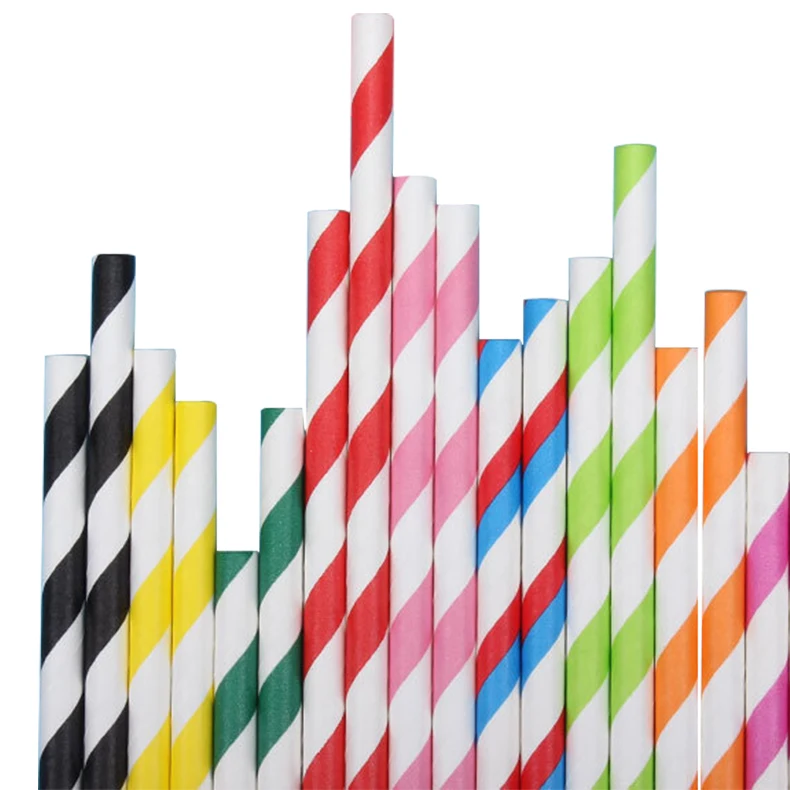 
Printed Blue Yellow Green Pink Gold Color Beautiful Fancy Flowers Pattern Rainbow Striped Christmas Party Drinking Paper Straw 
