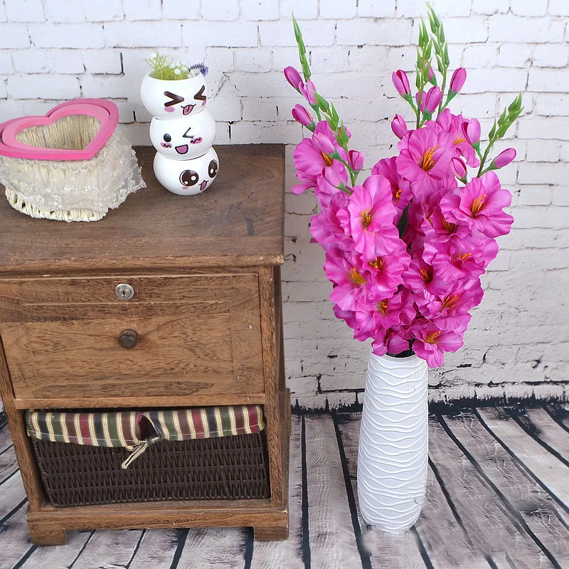 2023 New Realistic 1Pc Artificial Simulation Gladiolus Flower Stem Wedding Bouquet / Posy Table Arrangement Home Decor 8 Colors