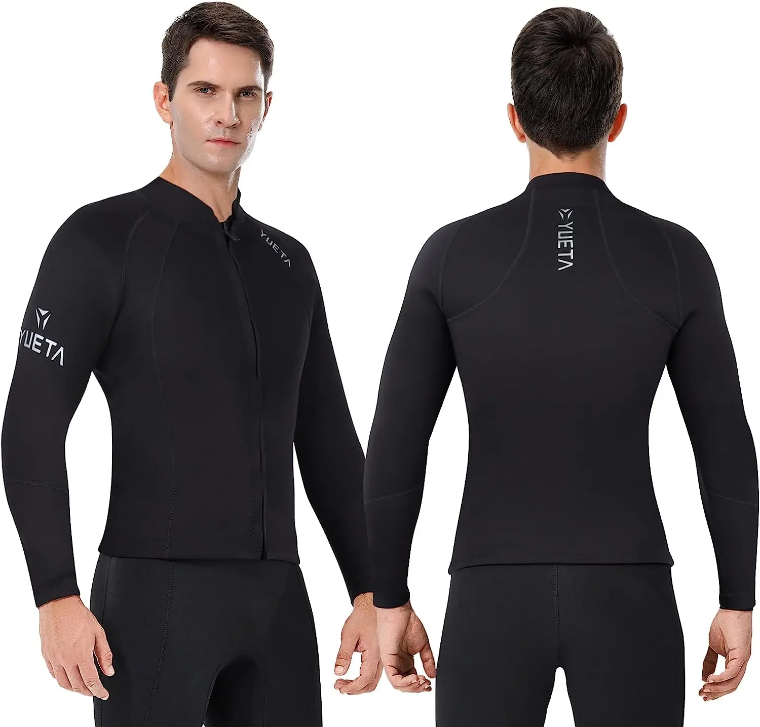 Custom 2mm Wetsuit Jacket Neoprene Long Sleeve Thermal Surf Women Wetsuit Top Men Front Zipper