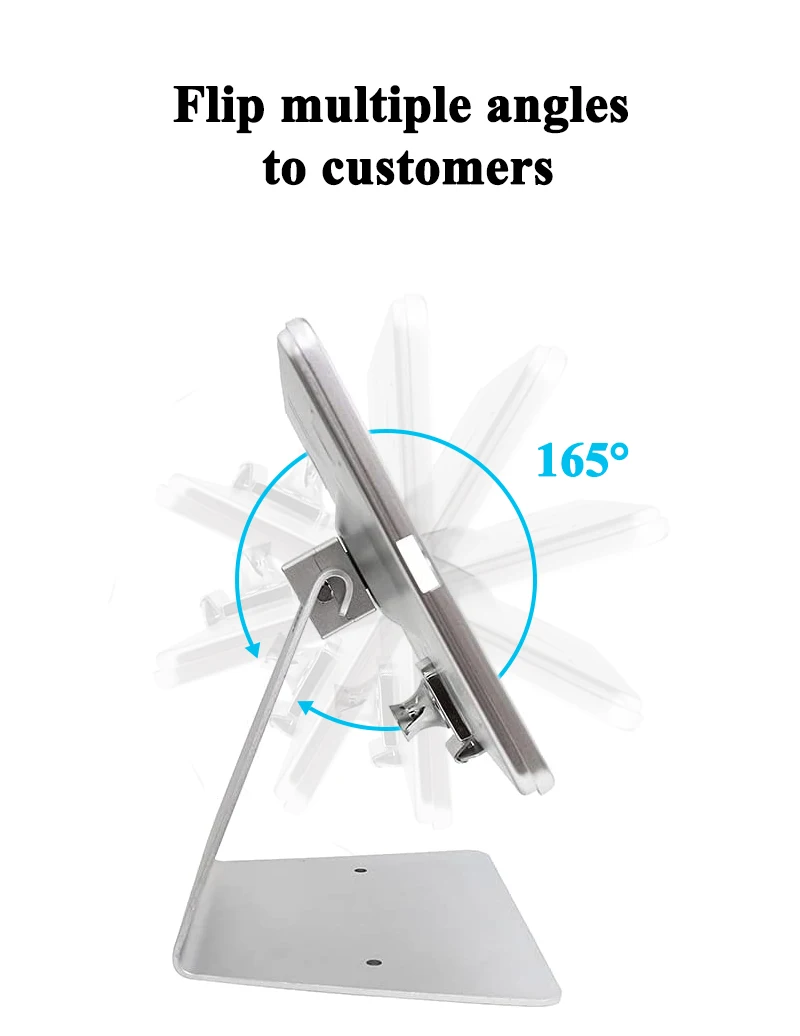 Aluminium adjustable 360 rotating security counter tablet pos stand metal anti theft mount holder with lock for ipad