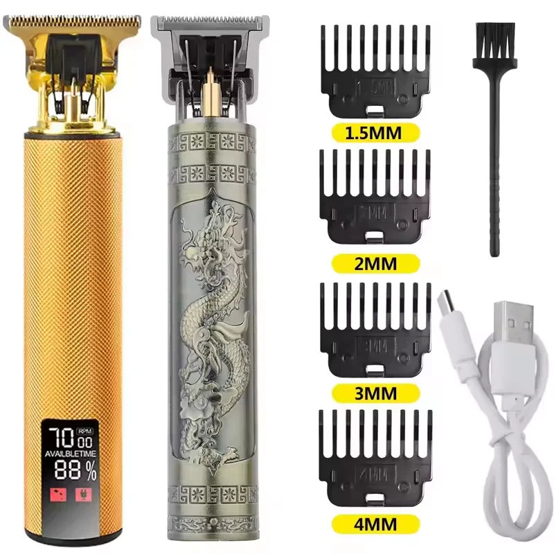 6 Vintage T9 Cordless 0mm Professional Hair Electric Trimmers For Men Hair Cutting Machine Shaver