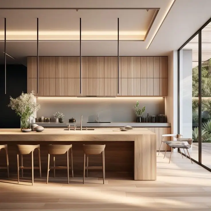 Custom Kitchen Cabinets Italian Euro Contemporary Galley Luxury Wooden Veneer Modern Kitchen Cabinets with Marble Top