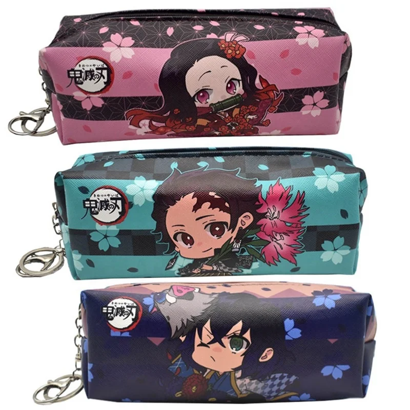 Anime Demon Slayer: Kimetsu no Yaiba Pencil Bag Double Zipper Canvas Students Pencil Bag Wallet Storage Bag Stationery Supplies