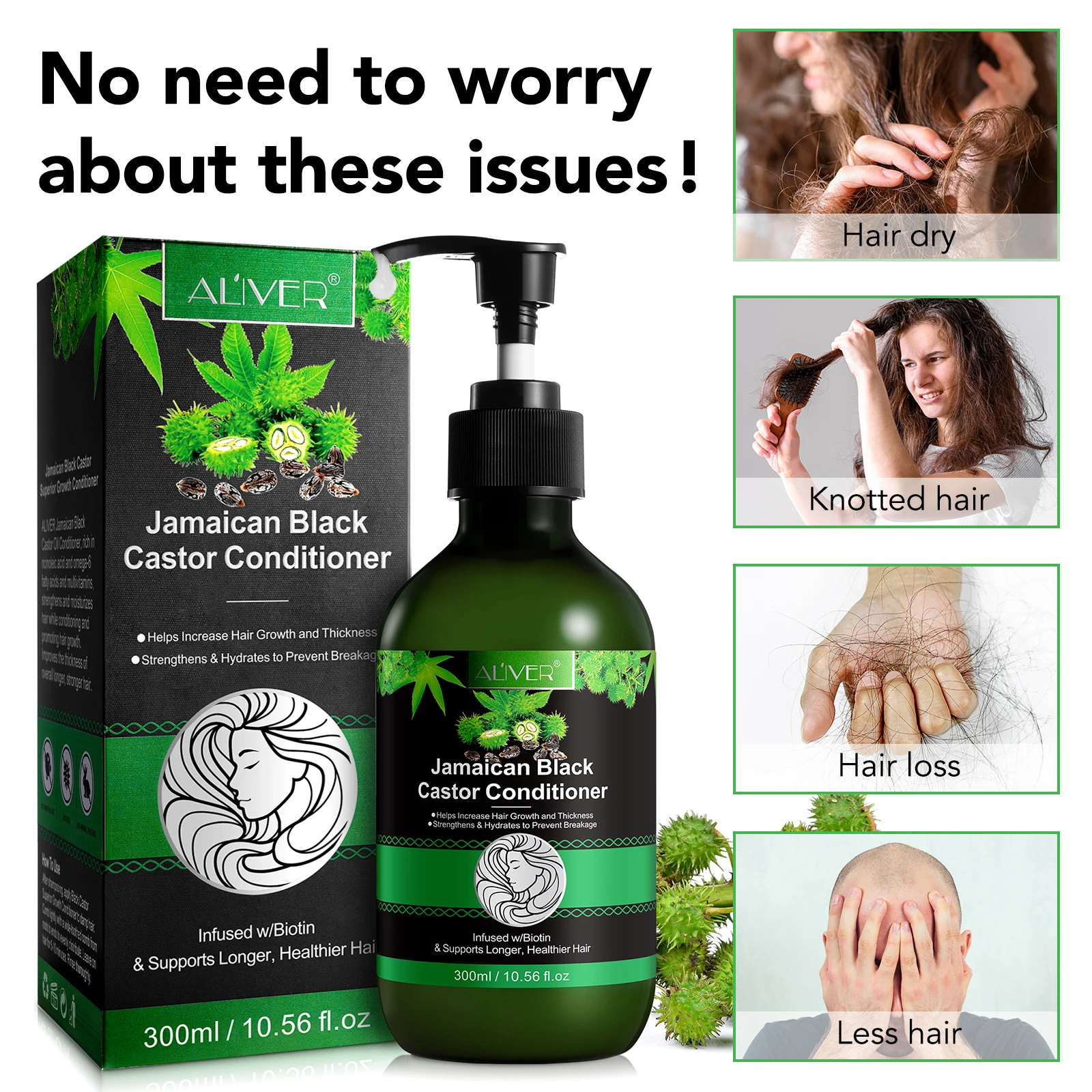 Restore Leave-In Natural Biotin Hair Conditioner No Silicones Jamaican Black Castor Oil Leave In Conditioner 300ml