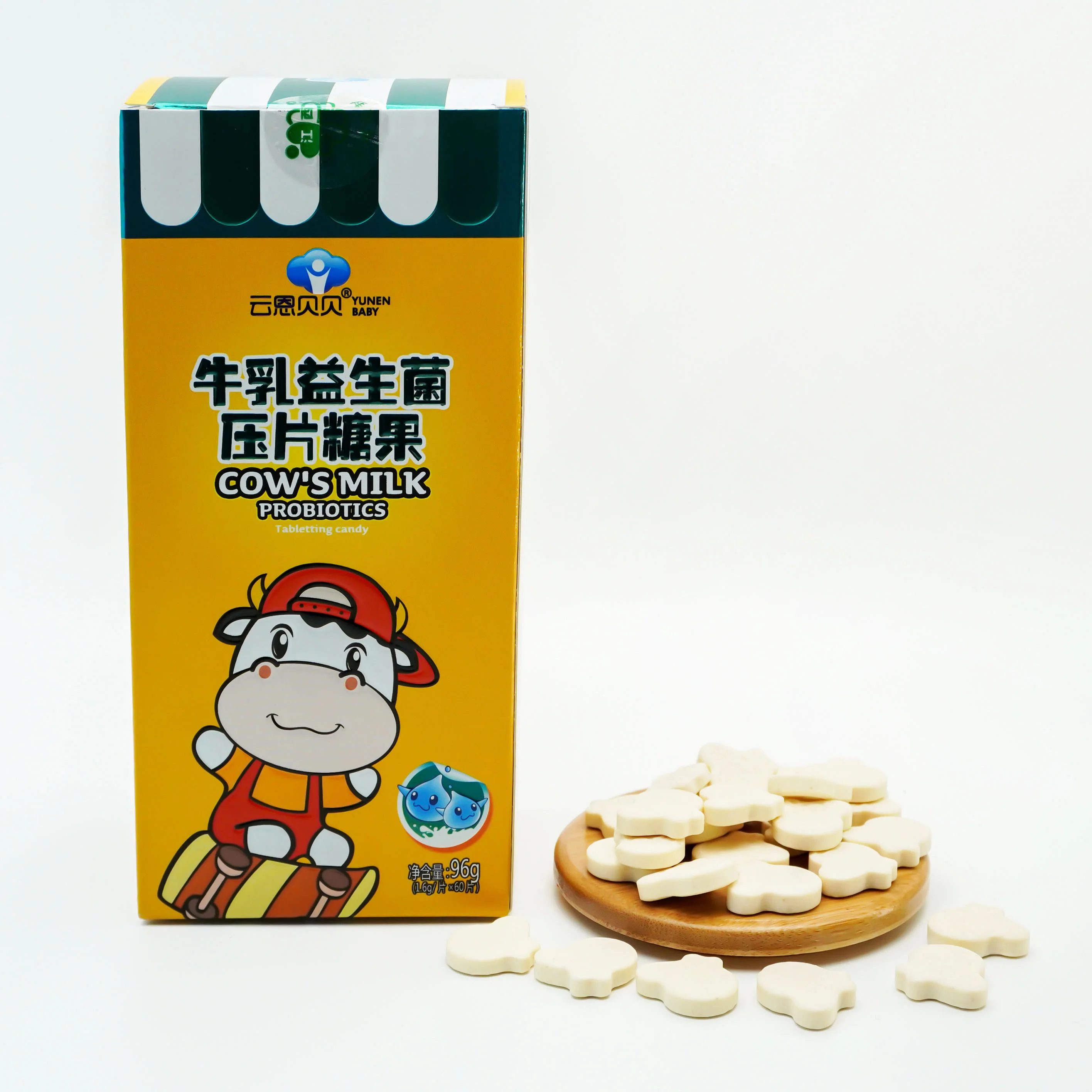 Confectionery Sweets Manufacturer Cow Milk Tablets Hard Candy Press Milk Flavored Candy for Kids