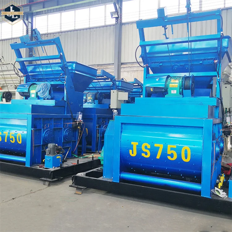 Concrete batching plant concrete cement ready mix double-shaft forced js 750 automatic concrete mixer