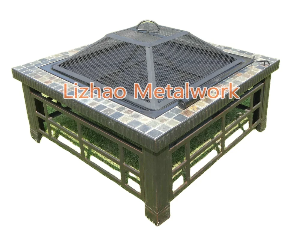 Patio Heaters Fire Pit with Square Table, Wood Burning