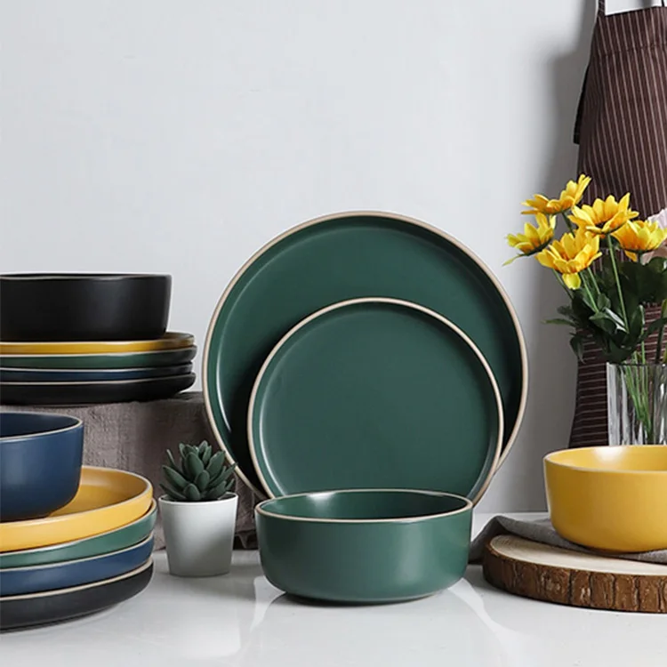 Hot Selling Ceramic Tableware Sets Western Stoneware Dinnerware Sets Porcelain Dinner Sets Supermarket Dishes & Plates